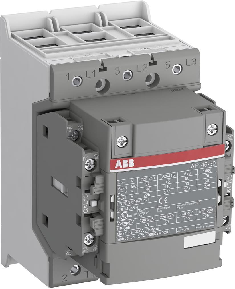 Контактор AF146-30-22 3P 75kW (146A AC-3) 2NO+2NC 24...60V 50/60Hz ABB