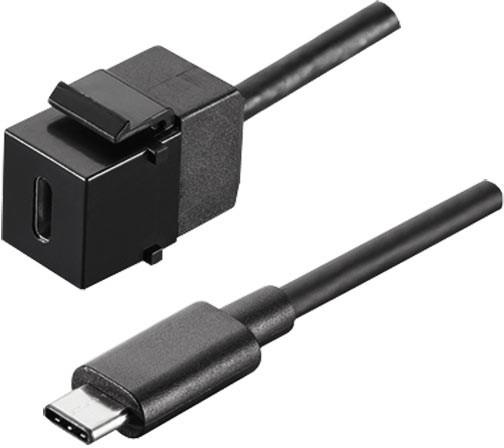Инсърт USB C 3.1 PD 60W (вход-изход за пренос на данни), цвят Черен, Bachmann