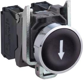 Бутон сглобен черен със символ ↓ 1NO Ø22mm XB4 SE