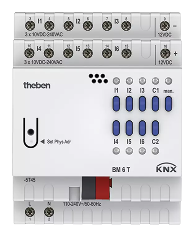 Актуатор входове с ръчно управление BM6T 6x 10...240Vac/dc 4DIN KNX Theben