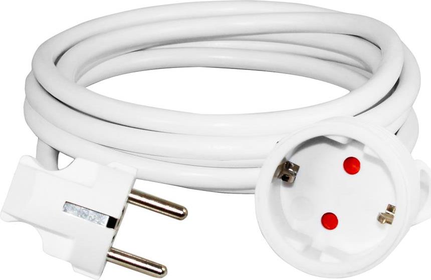 Удължител 2 метра кабел H05VV-F 3G1мм2 бял Commel