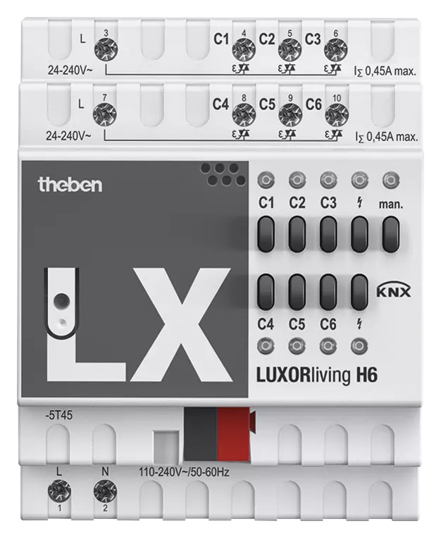 Актуатор вентили с ръчно управление H6 6x 24…250Vac 4DIN LUXORliving Theben