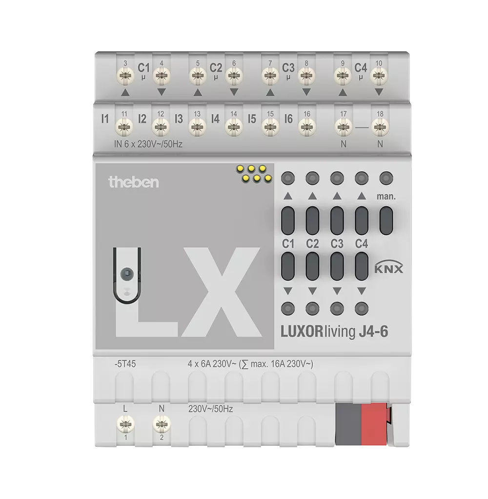 Актуатор щори с ръчно управление и входове J4-6 4х 6A 4DIN LUXORliving Theben