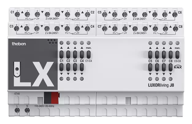 Актуатор щори с ръчно управление J8 8х 6A 8DIN LUXORliving Theben