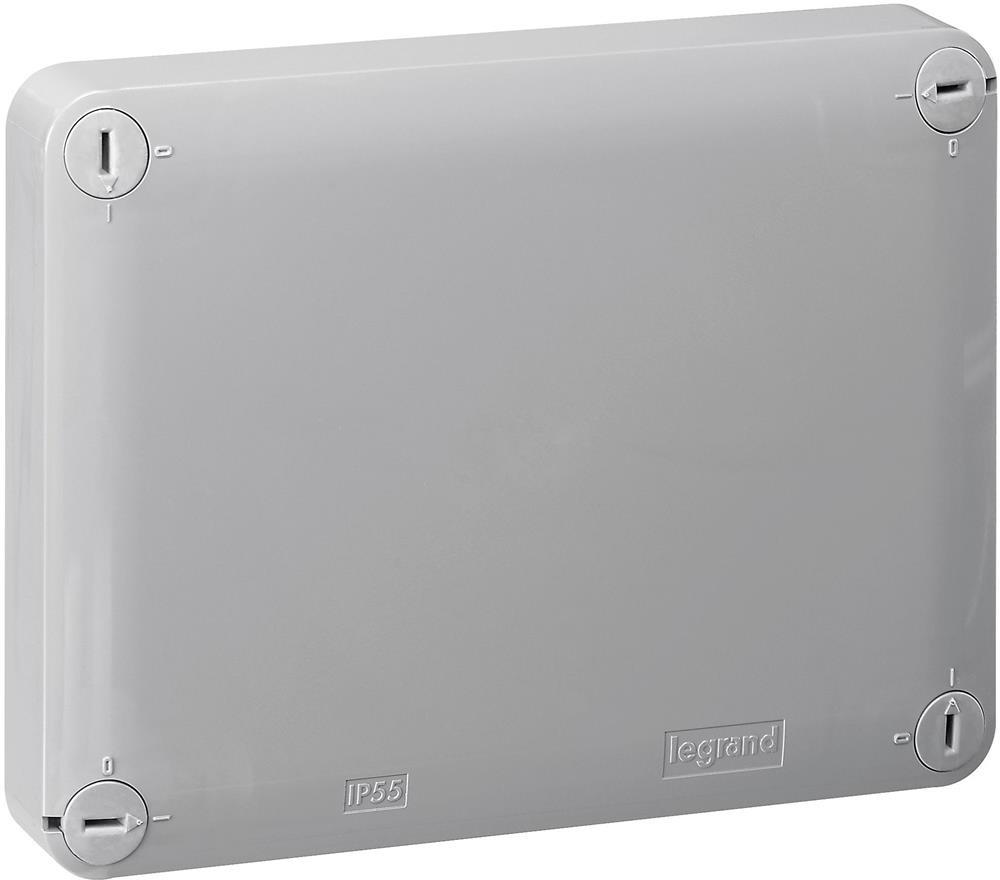 Разклонителна кутия открит монтаж 155x110x74мм 960°C гладка IP55 цвят Сив Plexo Legrand