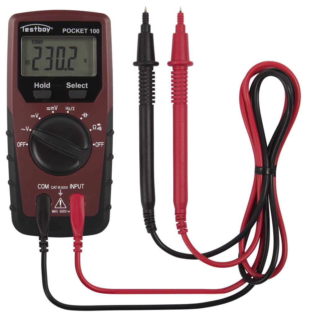 Дигитален мултицет CAT III 0...600Vac/dc, LCD и звук, Testboy Pocket 100