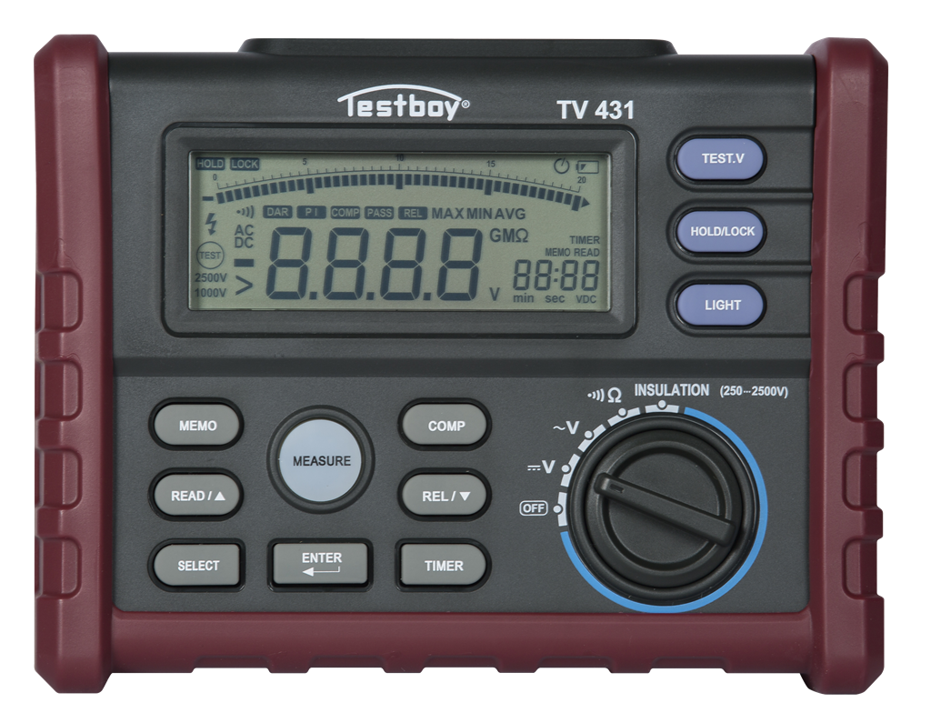 Тестер за кабелна изолация CAT III 1000Vdc, 0.01MΩ...100GΩ, LCD и звук, Testboy TV 431