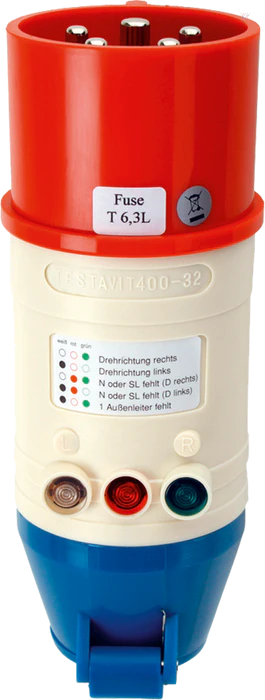 Тестер за контакт CEE 3P+N+E 16A CAT II 300Vac, последователност на фази, Testboy TV 416