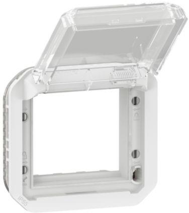 Адаптер за Mosaic 45x45мм с прозрачен капак механизъм цвят Бял IP55 Plexo New Legrand