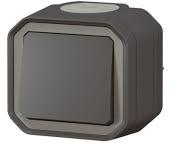 Бутон моноблок за открит монтаж цвят Антрацит IP55 Plexo New Legrand