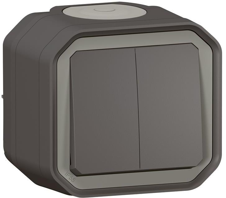 Сериен ключ/бутон моноблок за открит монтаж цвят Антрацит IP55 Plexo New Legrand