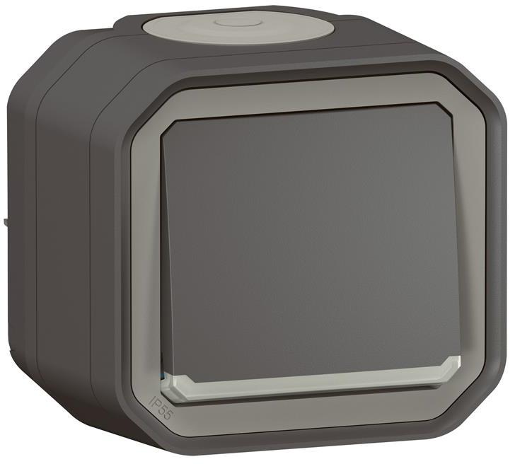 Девиаторен ключ с подсветка моноблок за открит монтаж цвят Антрацит IP55 Plexo New Legrand