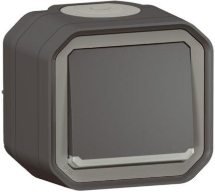 Девиаторен ключ с индикатор моноблок за открит монтаж цвят Антрацит IP55 Plexo New Legrand