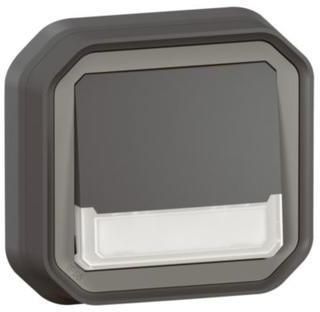 Бутон NO/NC с подсветка 12V и етикет моноблок за скрит монтаж цвят Антрацит IP55 Plexo New Legrand