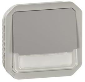 Бутон NO/NC с подсветка 12V и етикет механизъм цвят Сив IP55 Plexo New Legrand