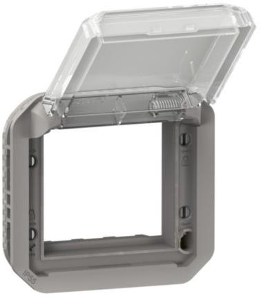 Адаптер за Mosaic 45x45мм с прозрачен капак механизъм цвят Сив IP55 Plexo New Legrand