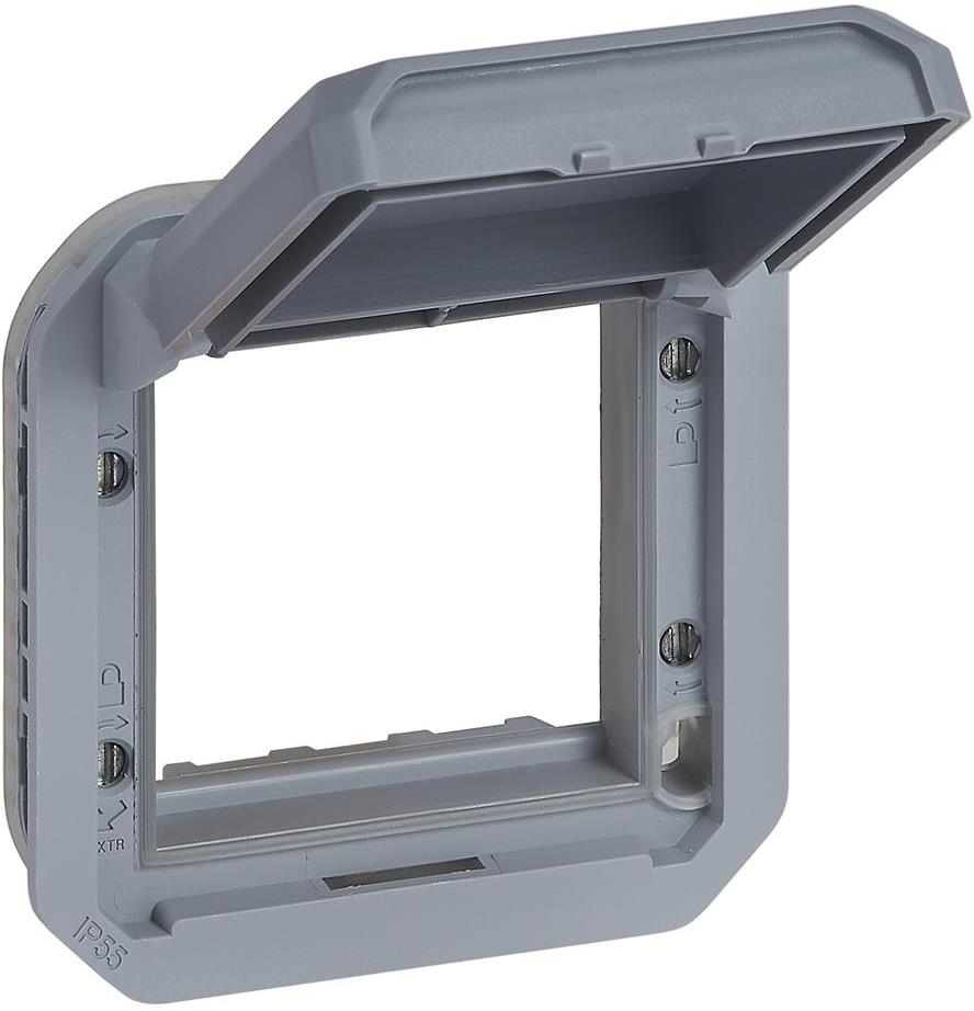 Адаптер за Mosaic 45x45мм с плътен капак механизъм цвят Сив IP55 Plexo New Legrand