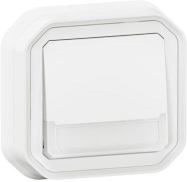 Бутон NO/NC с подсветка 12V и етикет моноблок за скрит монтаж цвят Бял IP55 Plexo New Legrand