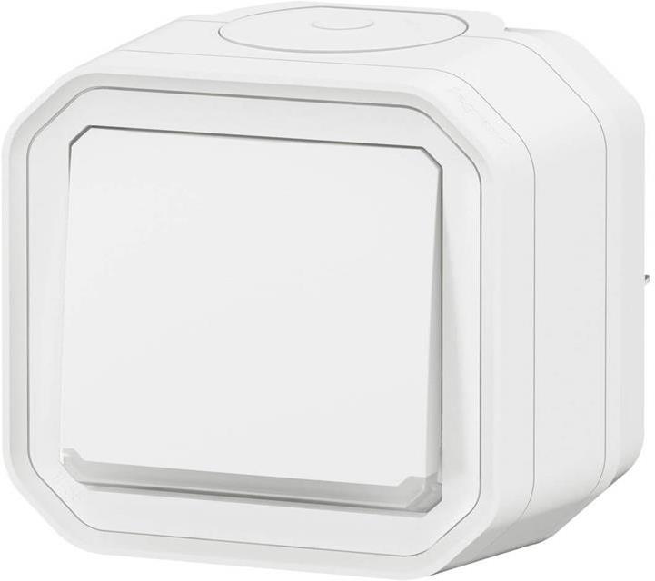 Бутон с подсветка моноблок за открит монтаж цвят Бял IP55 Plexo New Legrand