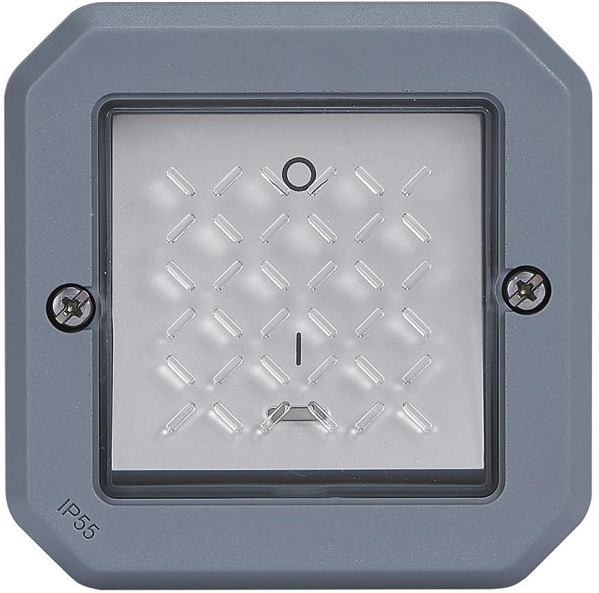 Двуполюсен ключ 16А с индикатор механизъм цвят Сив IP55 Plexo New Legrand