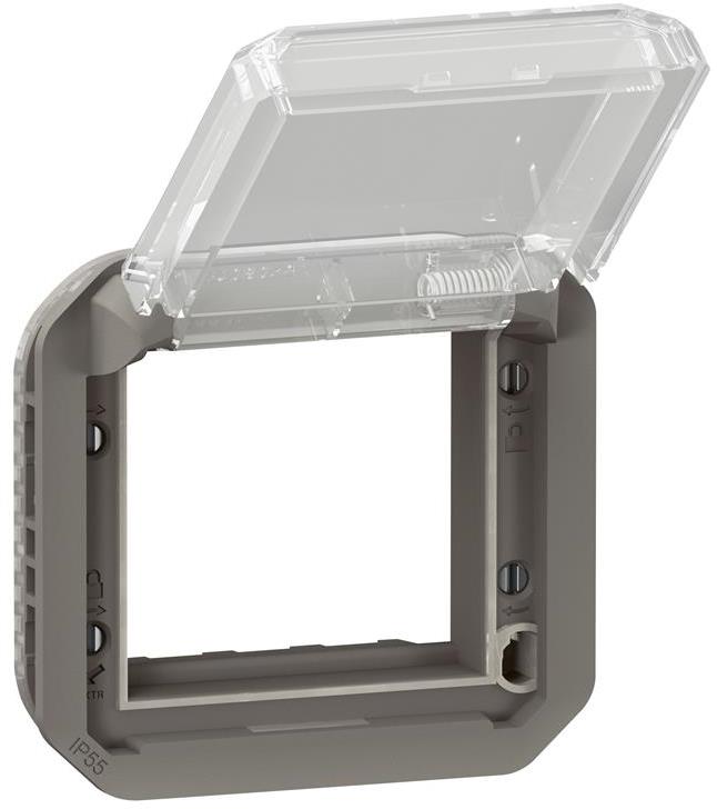 Адаптер за Mosaic 45x45мм с прозрачен капак механизъм цвят Антрацит IP55 Plexo New Legrand