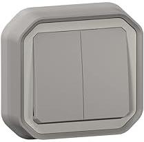 Сериен ключ/бутон моноблок за скрит монтаж цвят Сив IP55 Plexo New Legrand