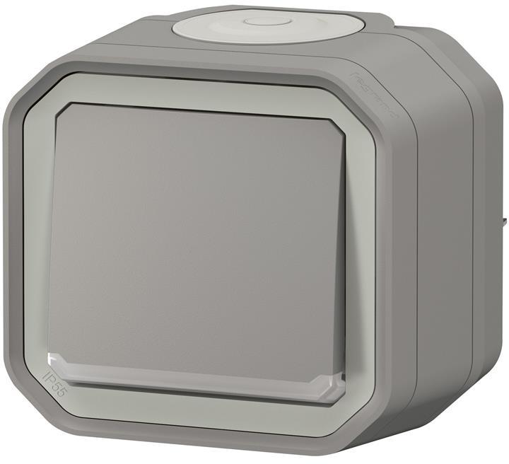 Бутон с подсветка моноблок за открит монтаж цвят Сив IP55 Plexo New Legrand