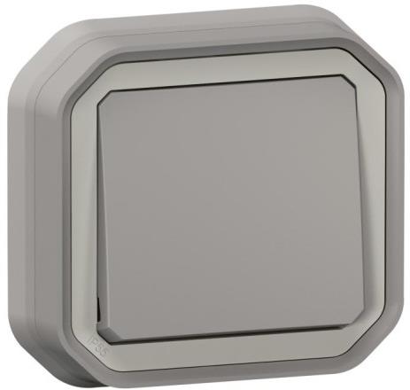 Девиаторен ключ моноблок за скрит монтаж със скоби цвят Сив IP55 Plexo New Legrand