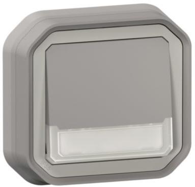 Бутон NO/NC с подсветка 12V и етикет моноблок за скрит монтаж цвят Сив IP55 Plexo New Legrand