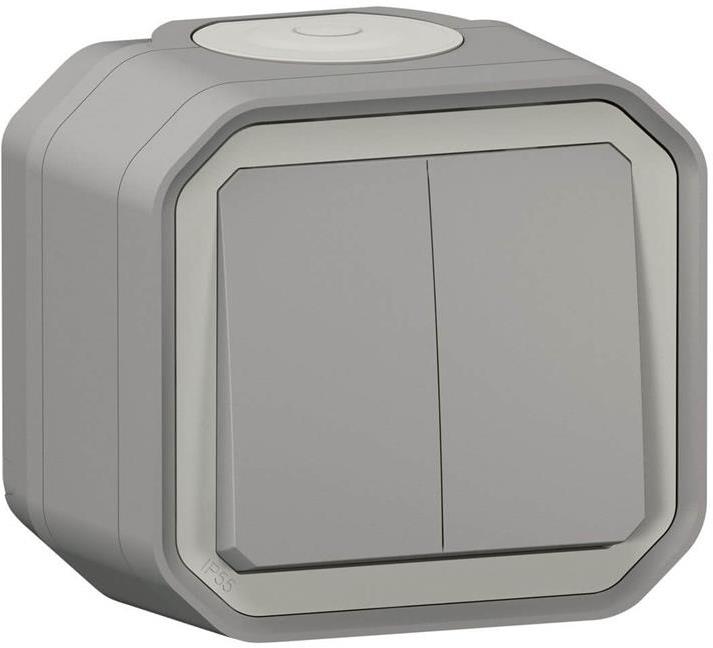 Сериен ключ моноблок за открит монтаж цвят Сив IP55 Plexo New Legrand