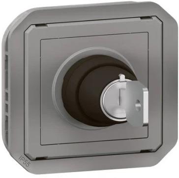 Превключвател I-0-II с ключ механизъм цвят Сив IP55 Plexo New Legrand