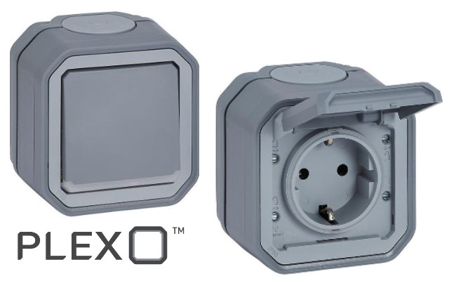 Сиви моноблок за открит монтаж Plexo New Legrand