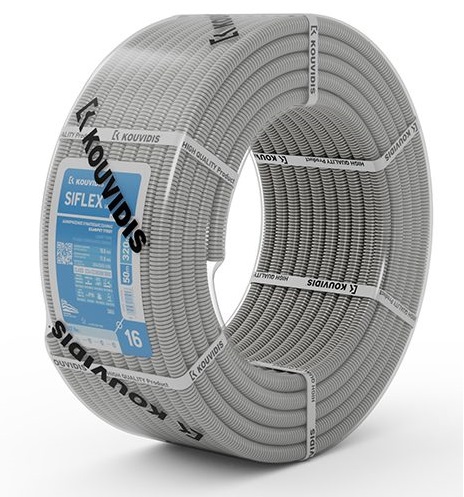 Гофрирана тръба вън. ф20мм вътр. ф14.1мм 320N клас 2241 цвят Сив SIFLEX 100м Kouvidis