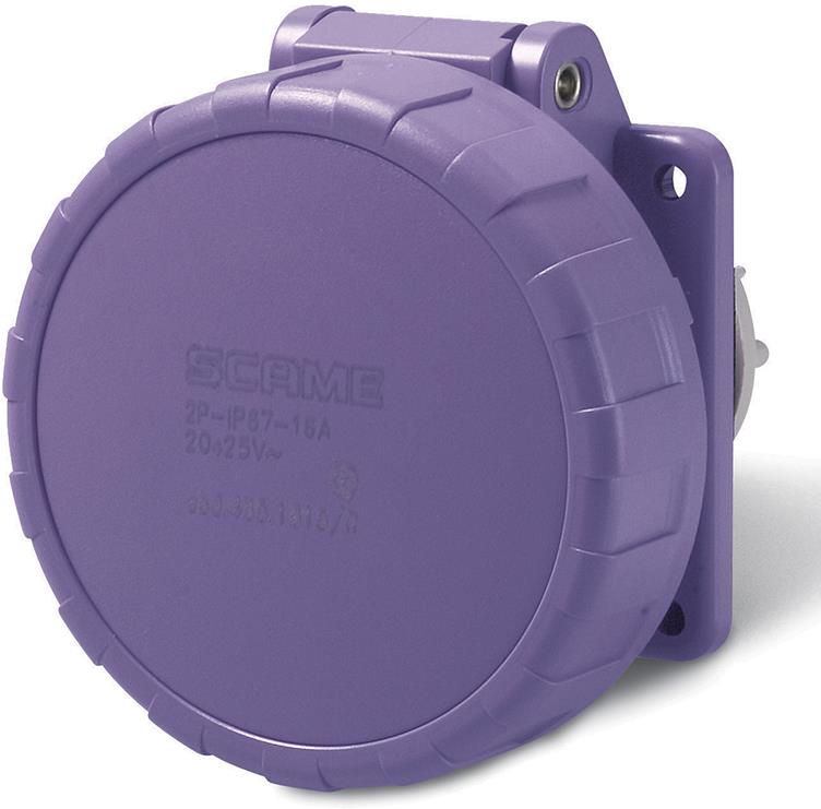 Промишлен панелен контакт 2P 16A 20-25V 55X55мм 50Hz IP67 Scame