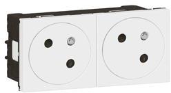 Контакт ФРЕНСКИ стандарт ДВОЕН 45° плосък 4 мод. цвят бял Mosaic Legrand