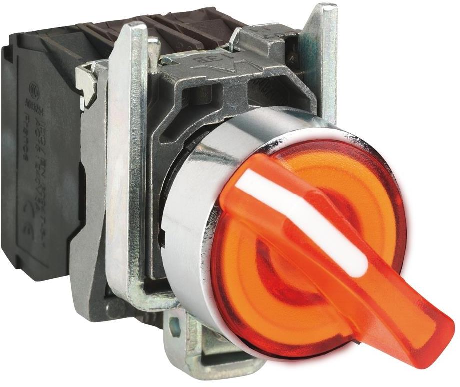 Превключвател оранжев 1-2 1NO-1NC светещ 230...240Vac Ø22mm XB4 SE