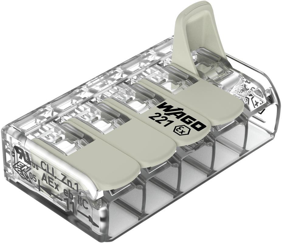 Бърза връзка отваряема взривозащитена 5х0,2-4мм2 (25бр.) за гъвкав/твърд проводник 25A 275...440V Wago