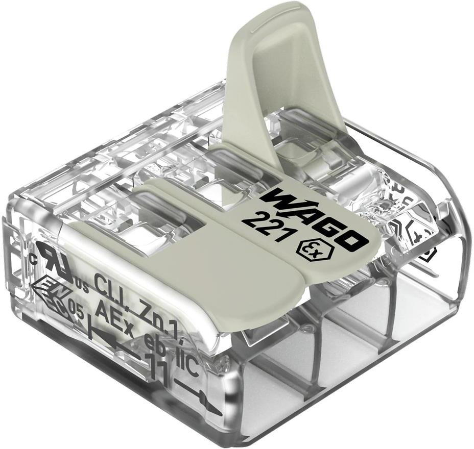 Бърза връзка отваряема взривозащитена 3х0,2-4мм2 (50бр.) за гъвкав/твърд проводник 25A 275...440V Wago