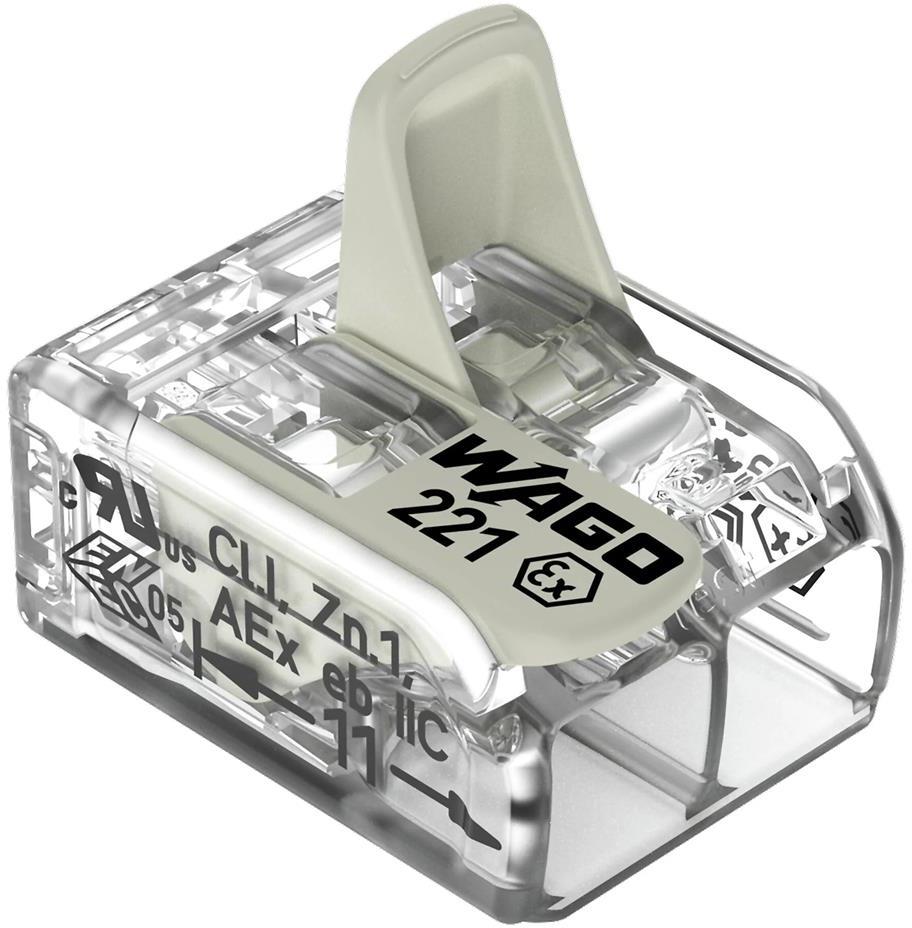 Бърза връзка отваряема взривозащитена 2х0,2-4мм2 (100бр.) за гъвкав/твърд проводник 25A 275...440V Wago