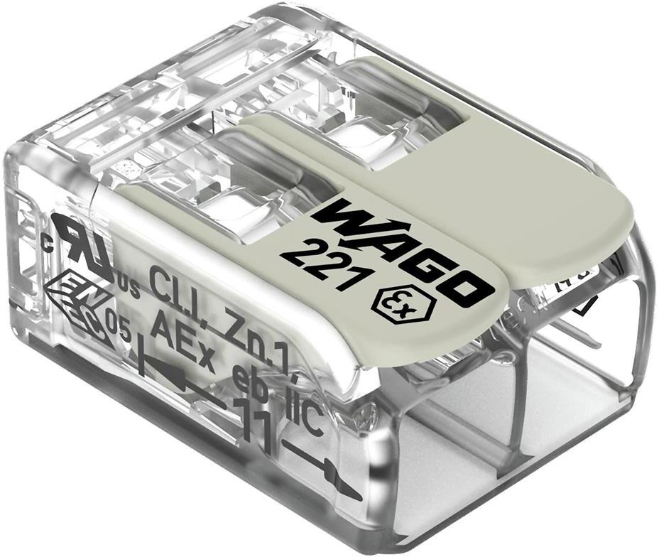 Бърза връзка отваряема взривозащитена 2х0,2-4мм2 (100бр.) за гъвкав/твърд проводник 25A 275...440V Wago