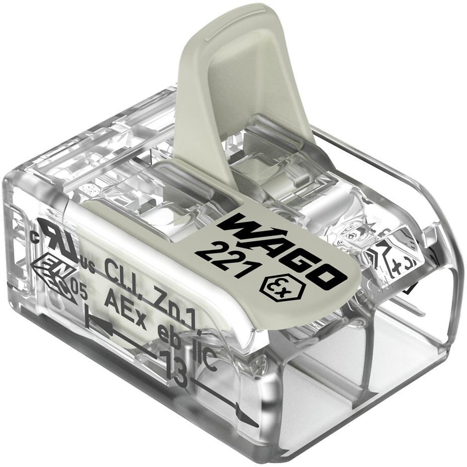 Бърза връзка отваряема взривозащитена 2х6мм2 (50бр.) за гъвкав/твърд проводник 37А 275...440V Wago