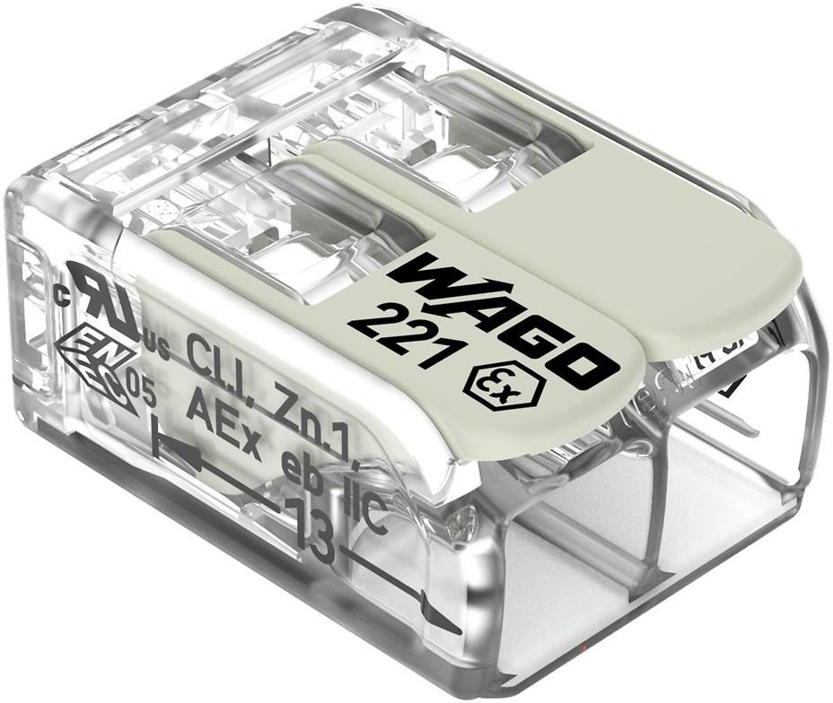Бърза връзка отваряема взривозащитена 2х6мм2 (50бр.) за гъвкав/твърд проводник 37А 275...440V Wago