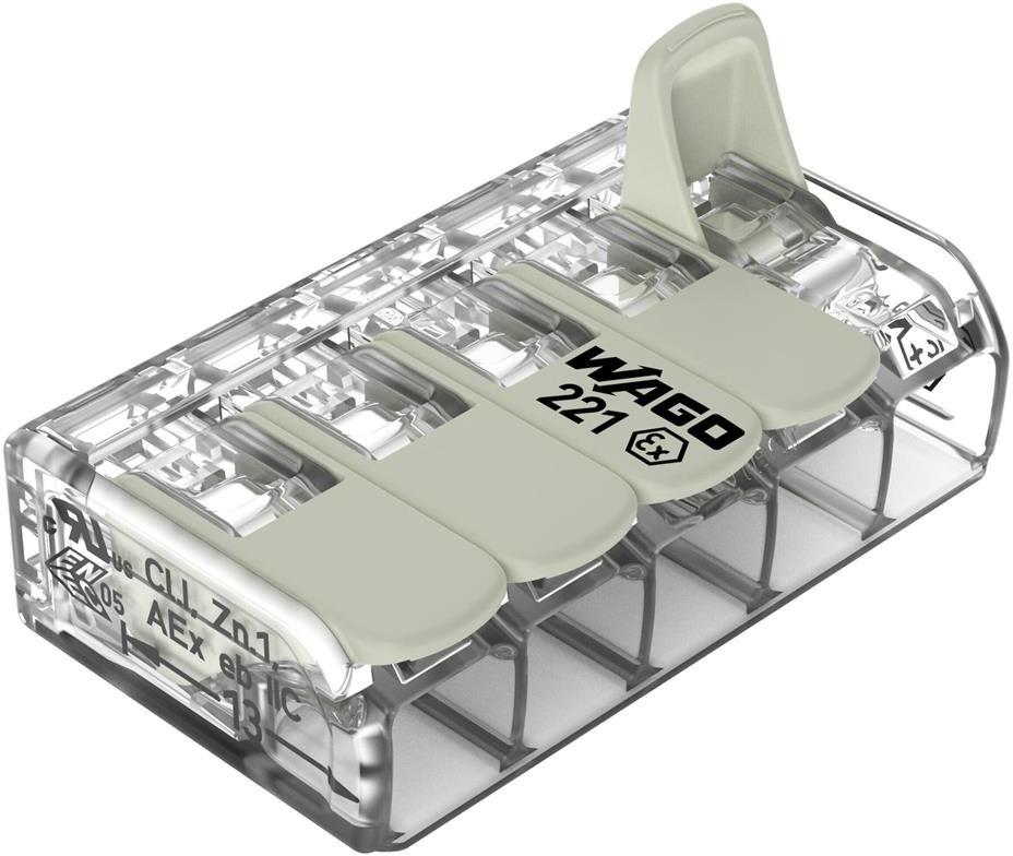 Бърза връзка отваряема взривозащитена 5х6мм2 (15бр.) за гъвкав/твърд проводник 37А 275...440V Wago