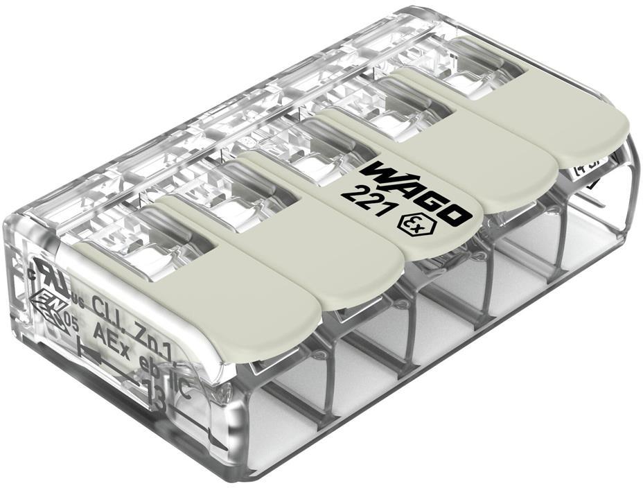 Бърза връзка отваряема взривозащитена 5х6мм2 (15бр.) за гъвкав/твърд проводник 37А 275...440V Wago
