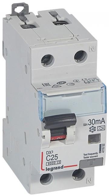 ДТЗ комбинирана DX3 1P+N 25A крива C 30mA тип A 6kA 2 мод. Legrand