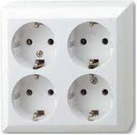 Контакт шуко ЧЕТВОРЕН 16A бял открит монтаж IP20 GAO