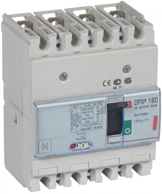 Автомат DPX3 160 TM 4P 125А 36кA регулируем (In x 0.8...1) Legrand