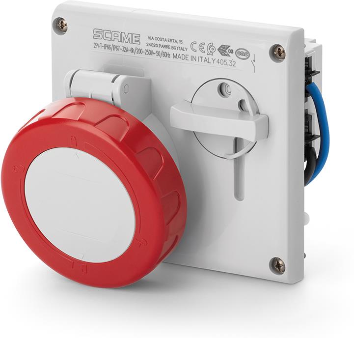 Промишлен контакт за скрит монтаж 32A 3P+E IP67 с механична блокировка серия Omnia Scame