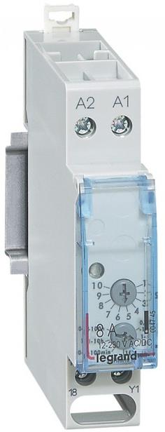 Реле за време, закъснение при изключване, 1x 0.1s-100h, 1c/o 8А, 12...230Vac 1 модул Legrand
