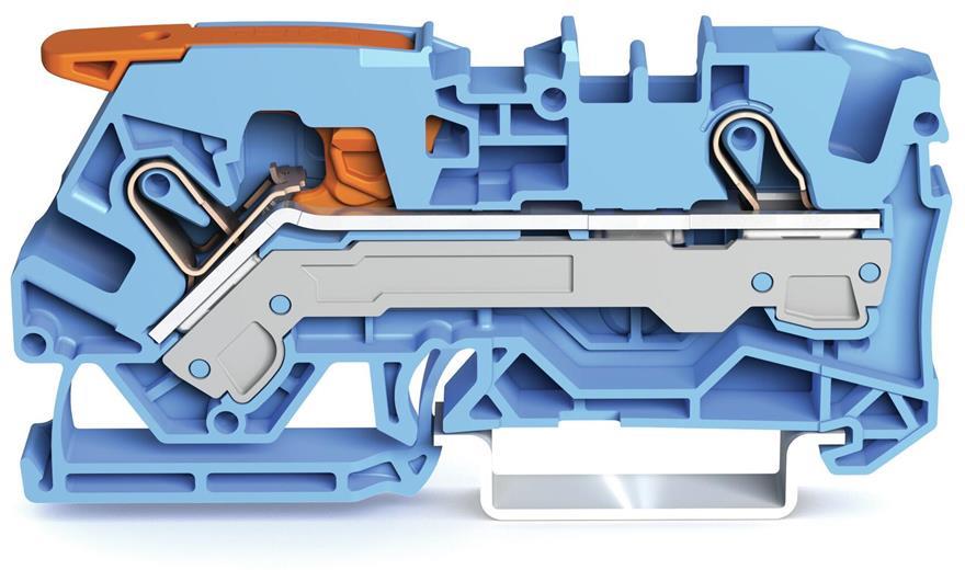 Редова клема СИНЯ 6мм2 БЕЗВИНТОВА серия CAGE CLAMP® Wago